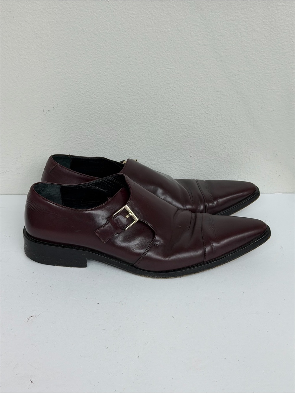 GUCCI Men’s 45E / US 12Burgundy Leather Monk Strap Loafers Made in Italy